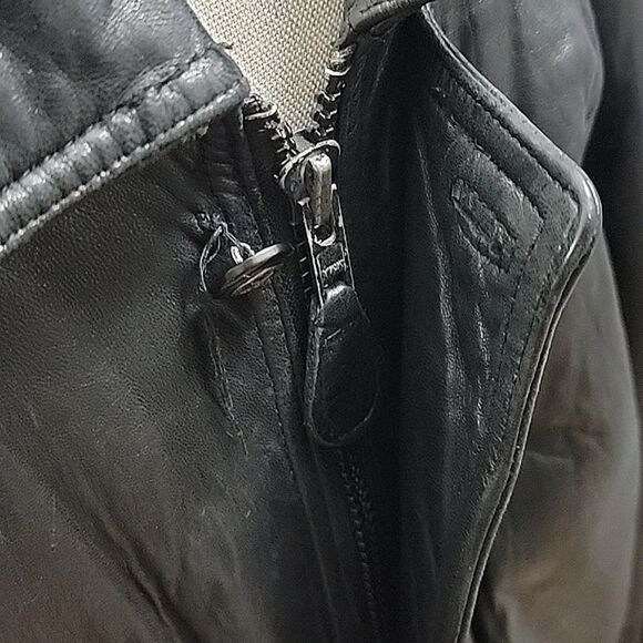 Andrew Marc Soft Black leather Field Jacket - Vintage, drawstring, Men's SZ L - Picture 7 of 15